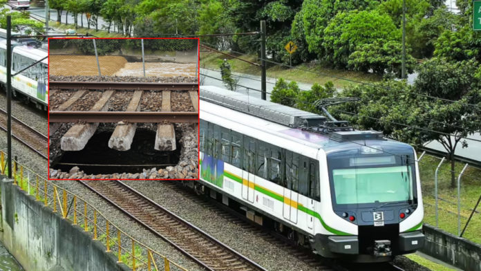 fotos-|-metro-de-medellin-suspendio-su-operacion-entre-cuatro-estaciones-de-la-zona-sur-de-la-ciudad-por-socavacion-bajo-la-via-ferrea:-esto-se-sabe