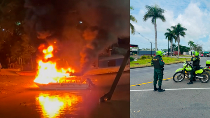 caos-en-el-bajo-cauca-por-el-paro-minero:-incendian-embarcacion-de-una-empresa-minera-y-el-gobernador-de-antioquia-exige-mano-dura