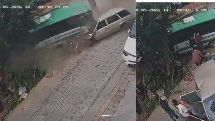 fuerte-accidente-quedo-captado-en-camaras-de-seguridad-en-el-santuario,-antioquia:-investigan-choque-de-autobus-de-servicio-publico-que-dejo-17-lesionados