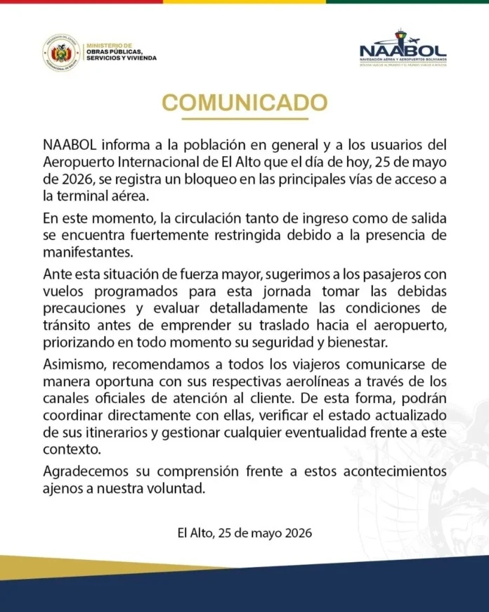 bloqueos-restringen-ingreso-y-salida-al-aeropuerto-de-el-alto,-segun-naabol