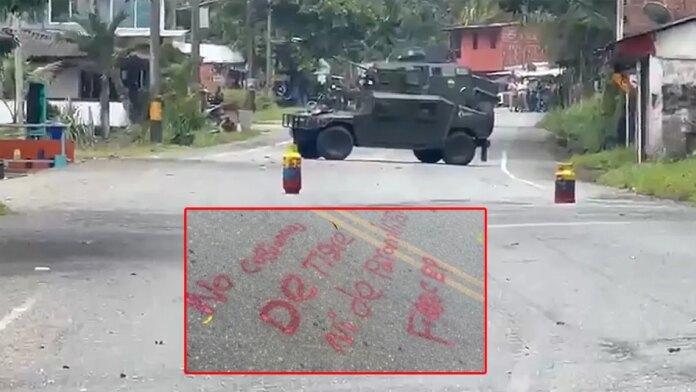 el-mensaje-de-intimidacion-que-pintaron-las-disidencias-farc-contra-de-la-espriella,-presidente-electo,-tras-poner-dos-cilindros-bomba-en-antioquia