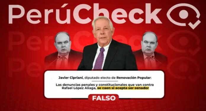 perucheck:-es-falso-que-las-denuncias-contra-rafael-lopez-aliaga-“se-caigan”-ni-bien-asuma-como-senador,-como-indico-diputado-electo-de-renovacion-popular