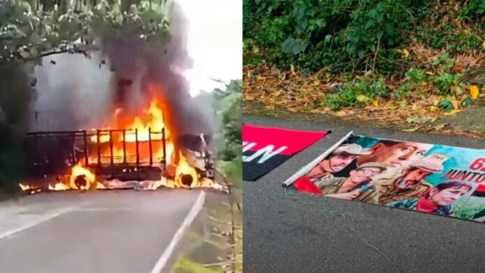 banderas,-ataques-con-drones-y-quema-de-vehiculos:-eln-hostiga-risaralda