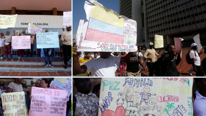 delegados-de-casi-400-familias-asentadas-en-un-lote,-cuyo-desalojo-sera-a-finales-de-julio-en-zona-rural-de-cali,-reclamaron-vivienda-en-la-alcaldia