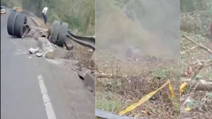 grave-accidente-en-narino:-una-tractomula-cayo-por-un-abismo-tras-perder-el-control-en-la-via-pasto–mojarras;-el-conductor-resulto-gravemente-herido.