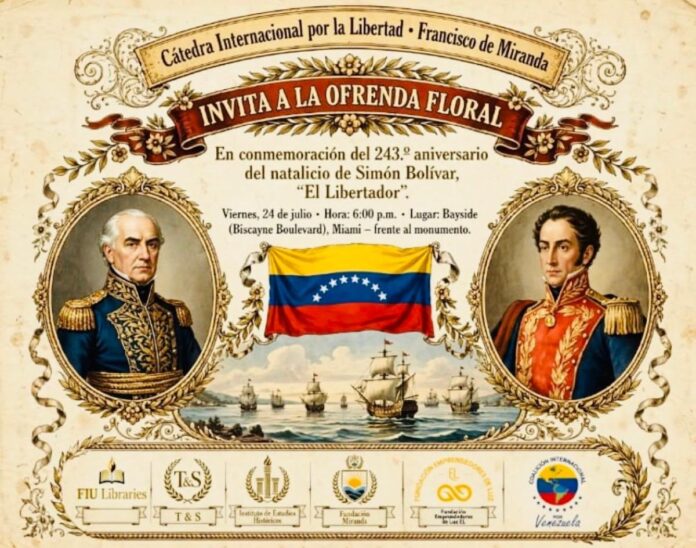 catedra-internacional-por-la-libertad-convoca-a-la-diaspora-a-la-tradicional-ofrenda-floral-a-simon-bolivar
