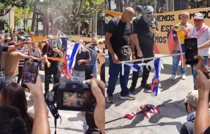 chavistas-quemaron-las-banderas-de-ee-uu-e-israel-en-caracas